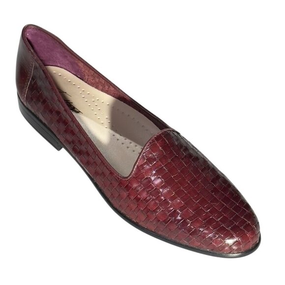 Trotters Shoes - TROTTERS LIZ III Women's Woven Burgundy Leather Slip-On Loafers Size 9.5N